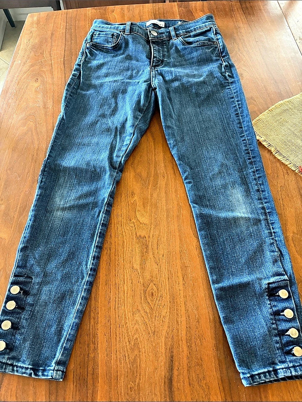 LOFT Blue Button-Detail Jeans Like New